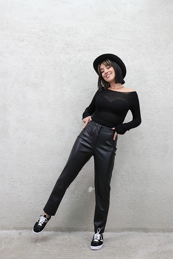 BEL PENSLİ DERİ PANTOLON