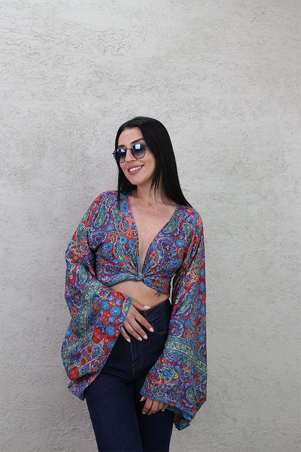 DESENLİ BOLERO LACİVERT