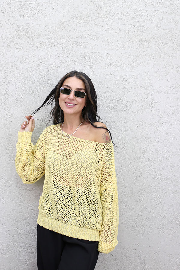 DOKULU İNCE TRİKO - SARI