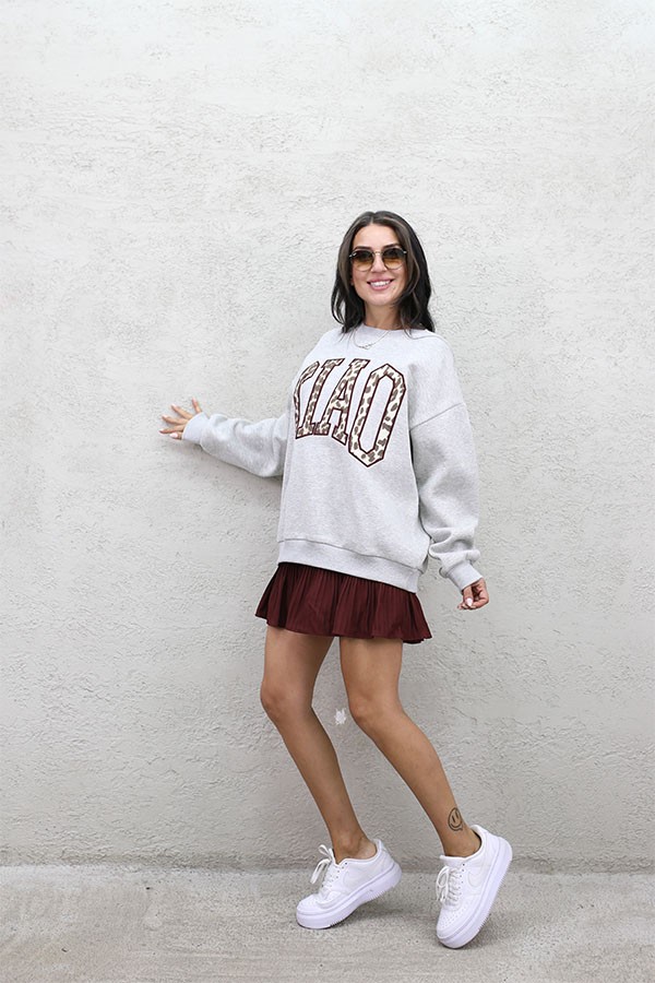 CIAO LEO APLİKE SWEAT GRİ