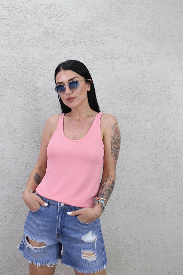 DOKULU ATLET BLUZ PEMBE