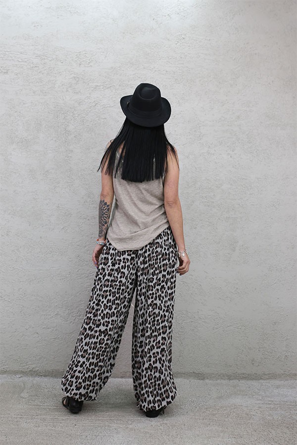 İTALYAN LEO DESEN VİSKON RELAX PANTOLON BEJ