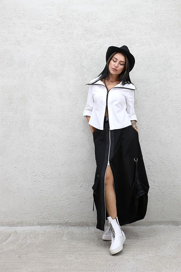 PALASKA DETAY ÇİFT FERMUAR ETEK