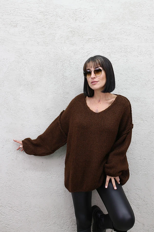 V YAKA PİS DİKİŞ TRİKO KAZAK