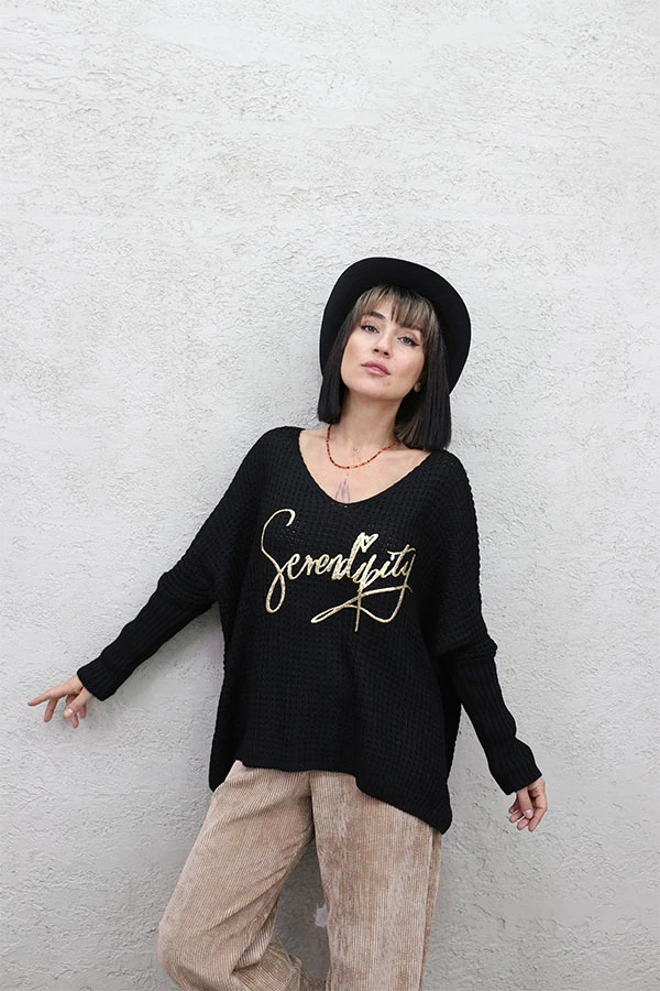 SERENİTY BASKILI OVERSIZE KAZAK