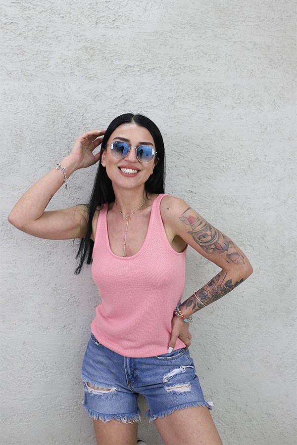 DOKULU ATLET BLUZ PEMBE