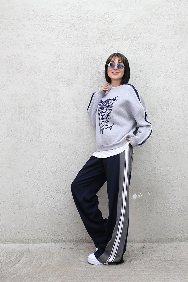 YAN ŞERİTLİ BOL PAÇA PANTOLON