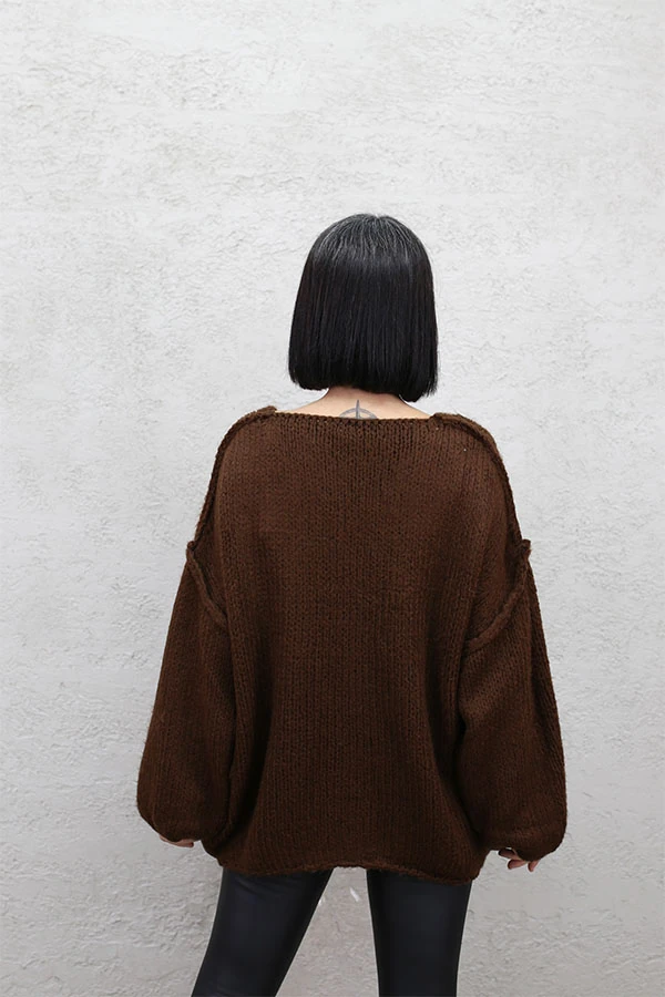 V YAKA PİS DİKİŞ TRİKO KAZAK