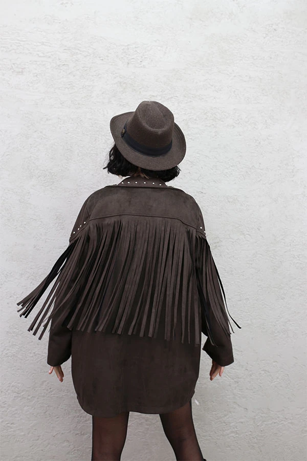 SAÇAKLI VE TROKLU NUBUK CEKET