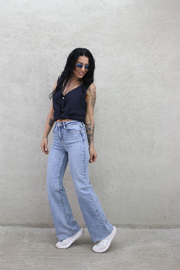 PUSH-UP YARIM İSPANYOL JEAN BUZ