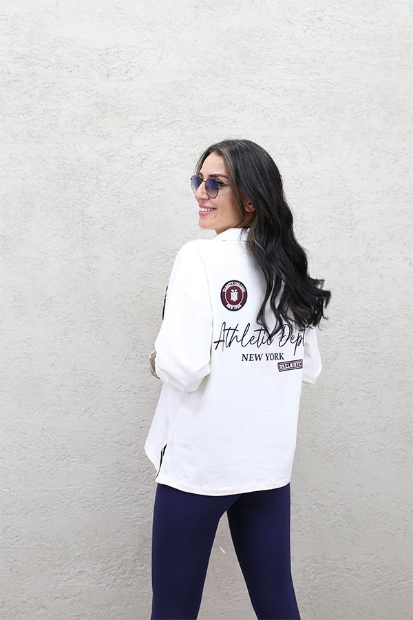 POLO YAKA APLİKELİ KOLEJ SWEAT