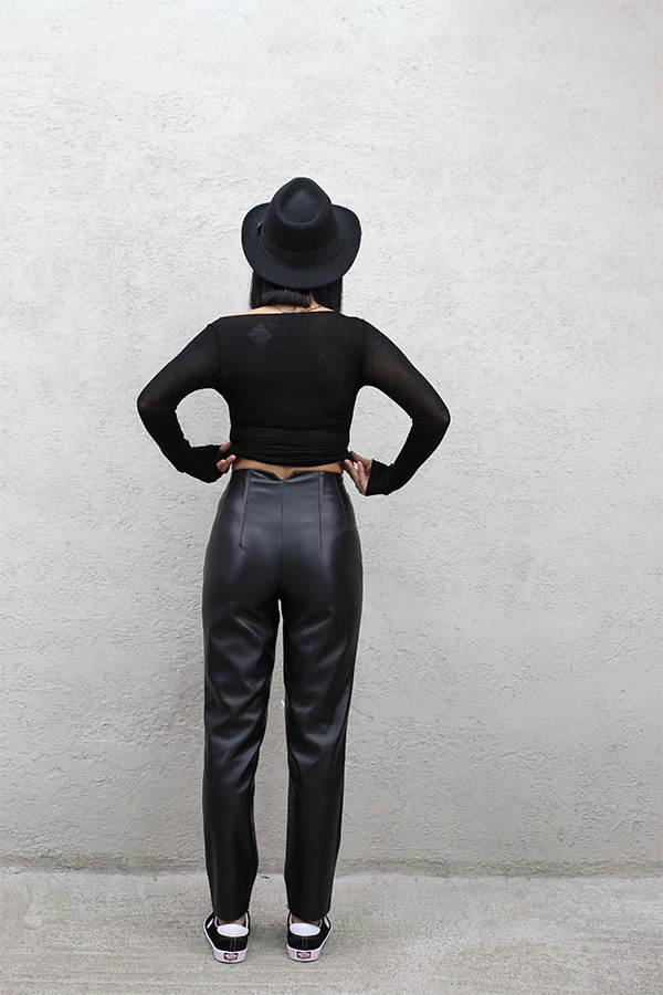 BEL PENSLİ DERİ PANTOLON