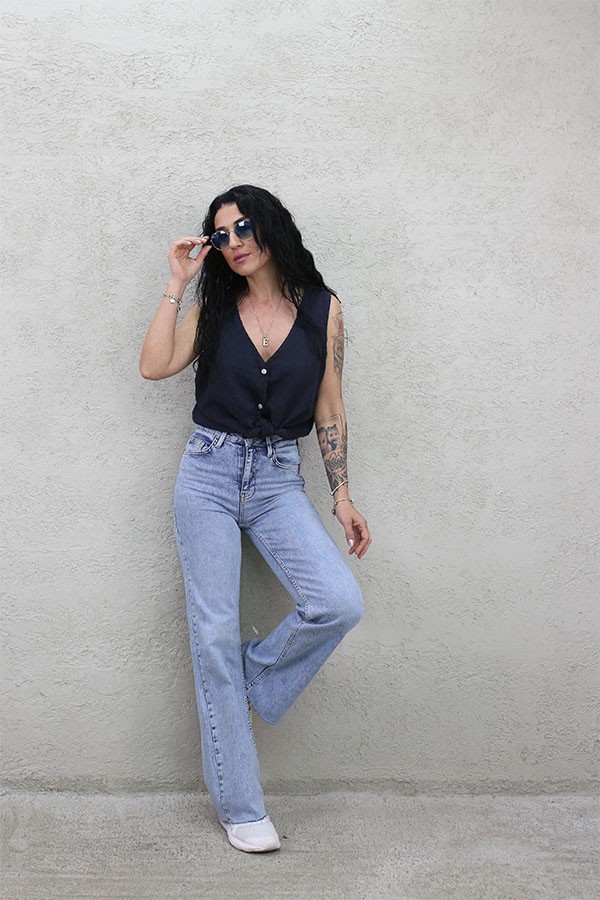 PUSH-UP YARIM İSPANYOL JEAN BUZ