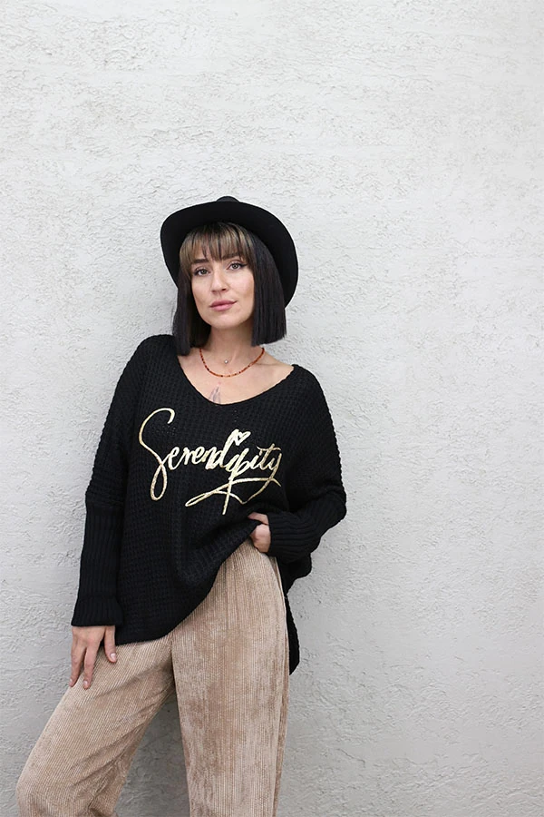 SERENİTY BASKILI OVERSIZE KAZAK