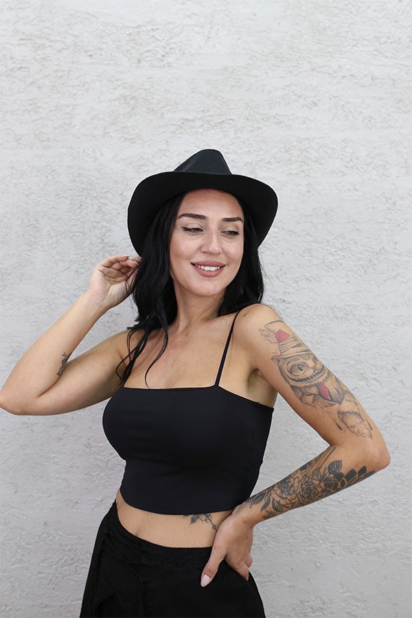 BİYELİ CROP ATLET SİYAH