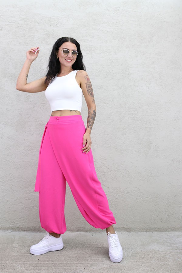 KAPAMALI PANTOLON PEMBE