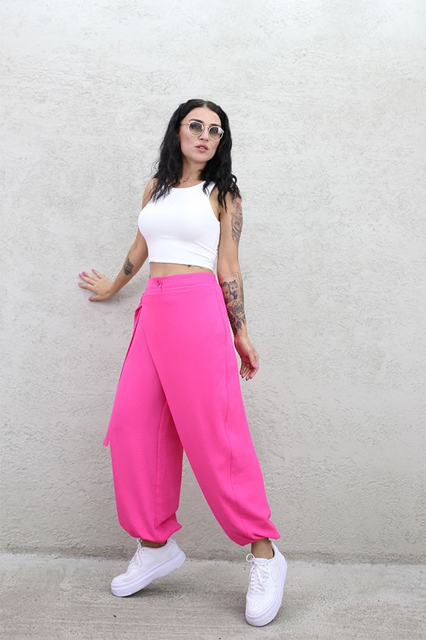KAPAMALI PANTOLON PEMBE