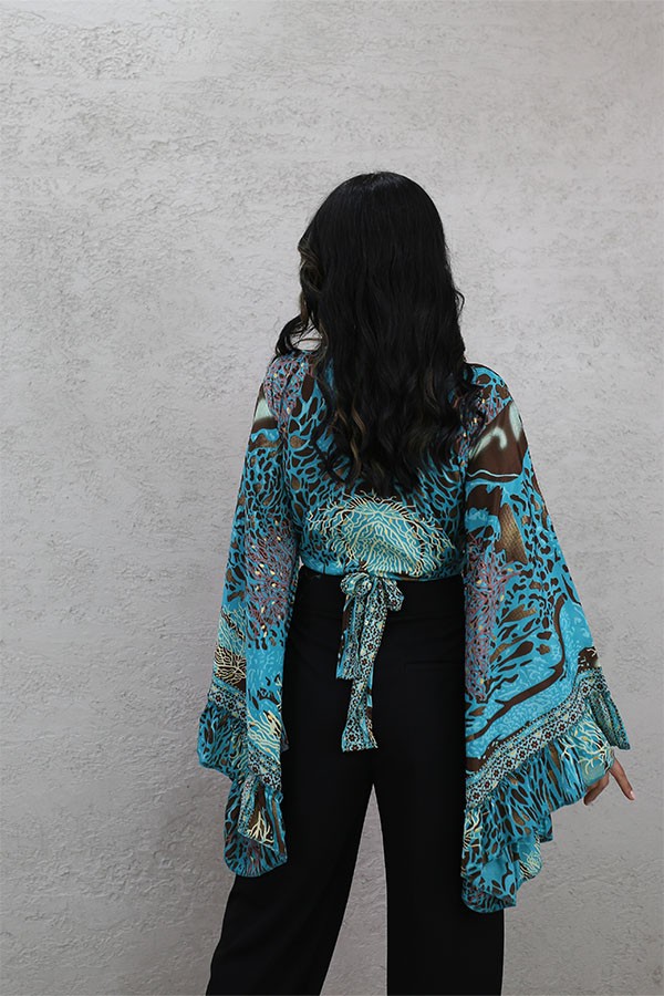DESENLİ BOLERO YEŞİL KAHVE