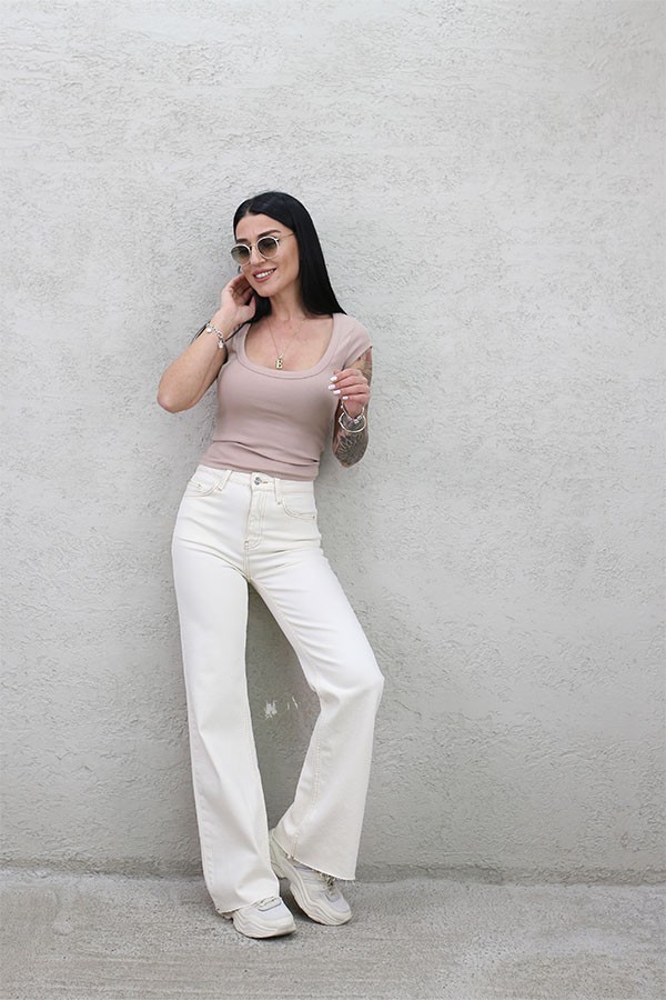 PUSH-UP YARIM İSPANYOL JEAN NATUREL