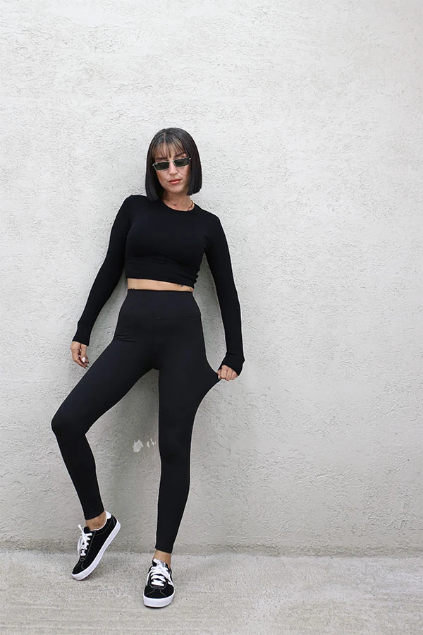 GENİŞ BANT YUMUŞAK DOKU TAYT - SİYAH