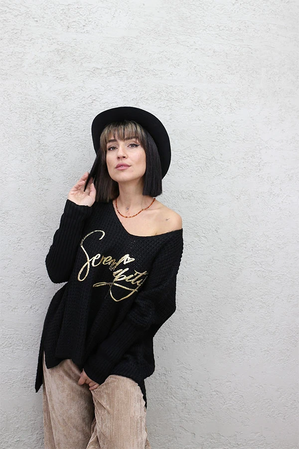 SERENİTY BASKILI OVERSIZE KAZAK