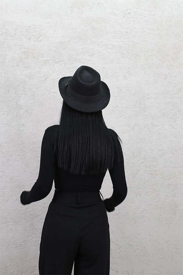 BİSİKLET YAKA CROP SİYAH