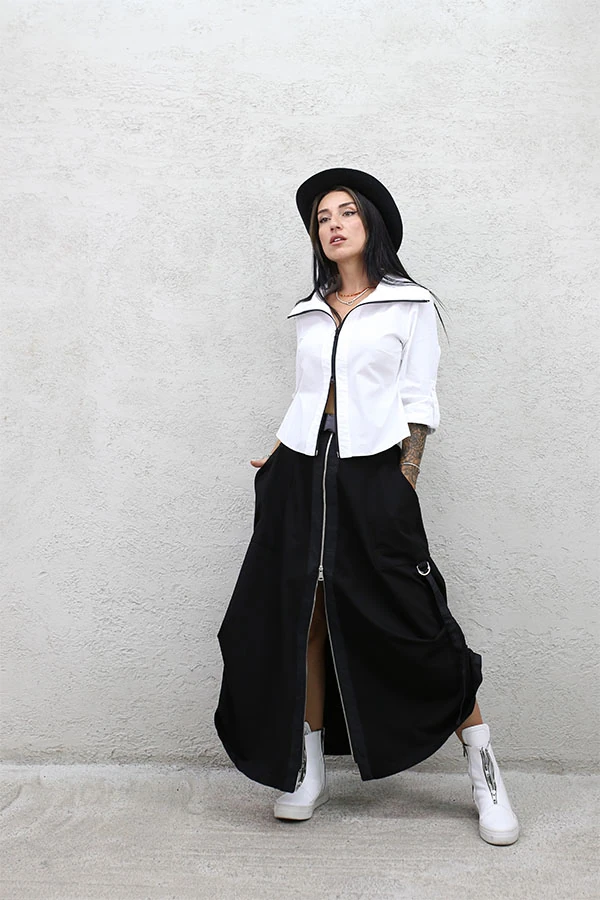 PALASKA DETAY ÇİFT FERMUAR ETEK