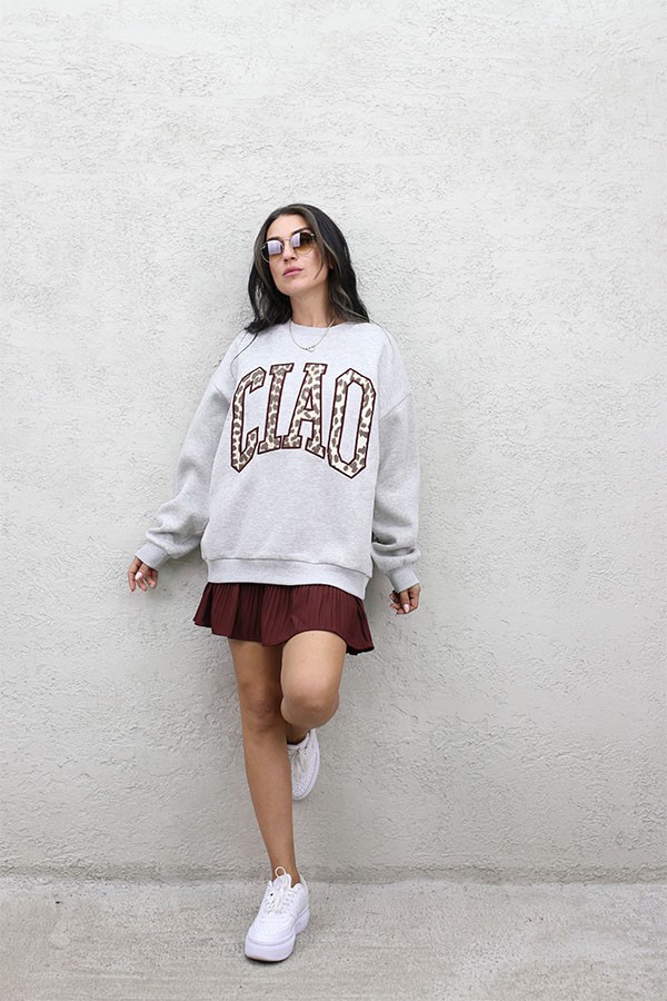 CIAO LEO APLİKE SWEAT GRİ