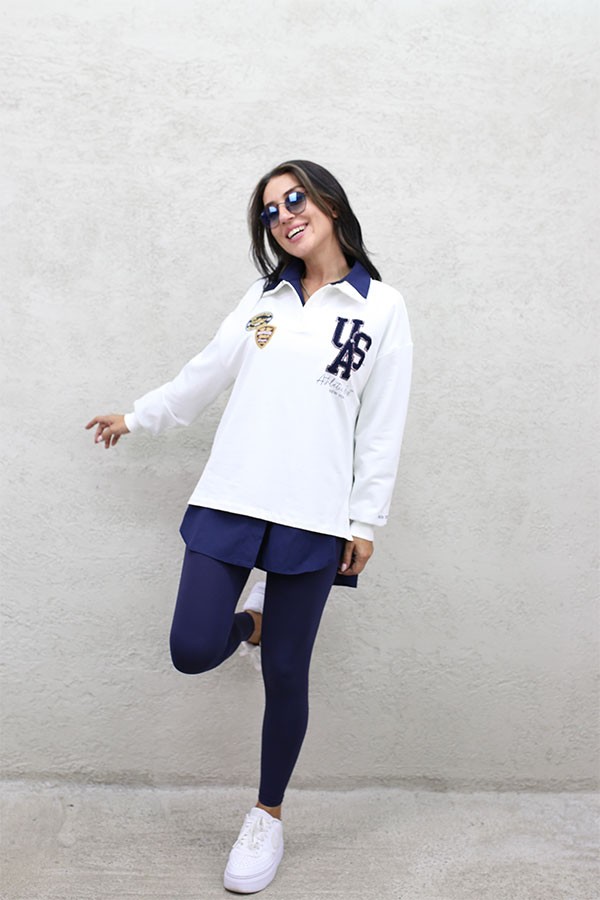 POLO YAKA APLİKELİ KOLEJ SWEAT