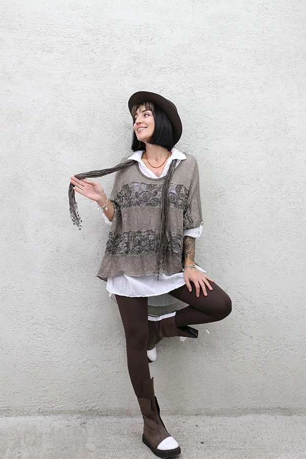 DANTELLİ TRİKOLU FLARLI 3 LÜ TAKIM - KAHVE