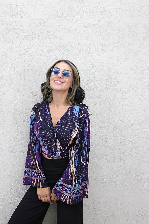 ALTIN VARAKLI BOLERO BLUZ MOR