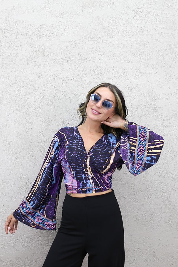 ALTIN VARAKLI BOLERO BLUZ MOR