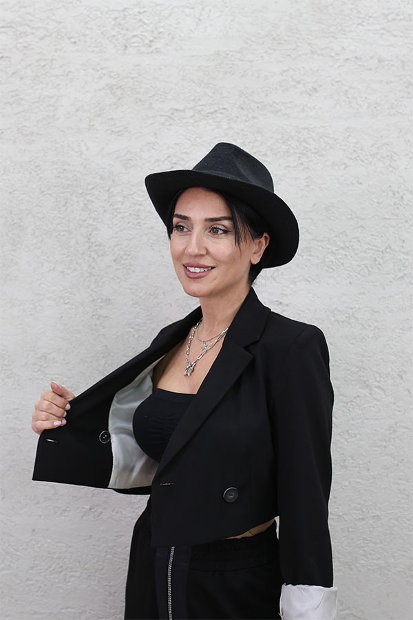 KRUVAZE CROP BOY CEKET SİYAH