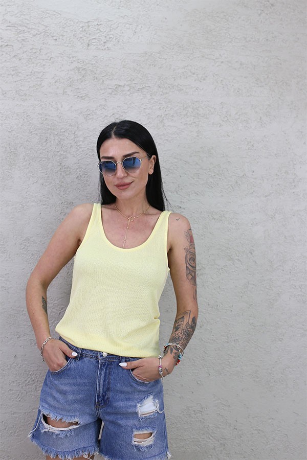 DOKULU ATLET BLUZ SARI