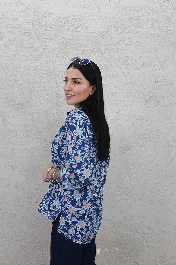 DESENLİ PAMUK GÖMLEK LACİVERT