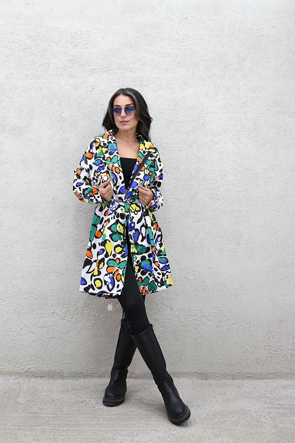 MİXED YAMURLUK DESENLİ - BEYAZ