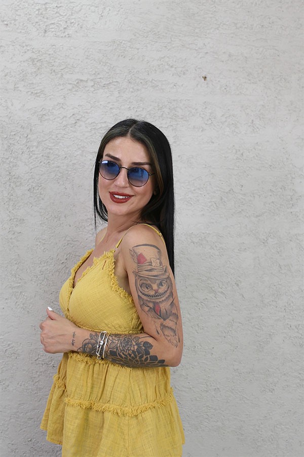 ASKILI KAT KAT PAMUK BLUZ HARDAL