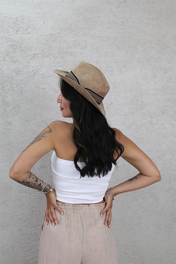 FİTİLLİ CROP STRAPLEZ BEYAZ