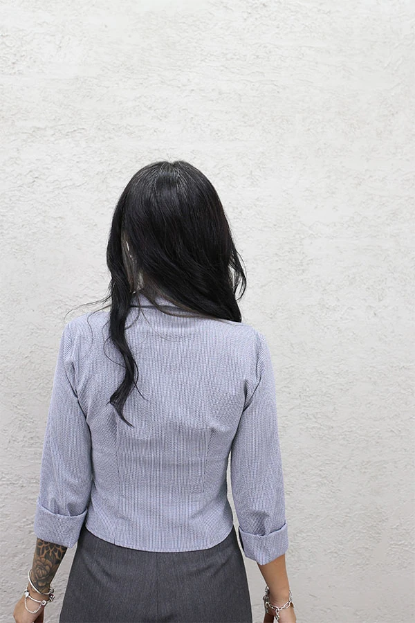 ÇİFT FERMUAR ÇİZGİLİ GÖMLEK 