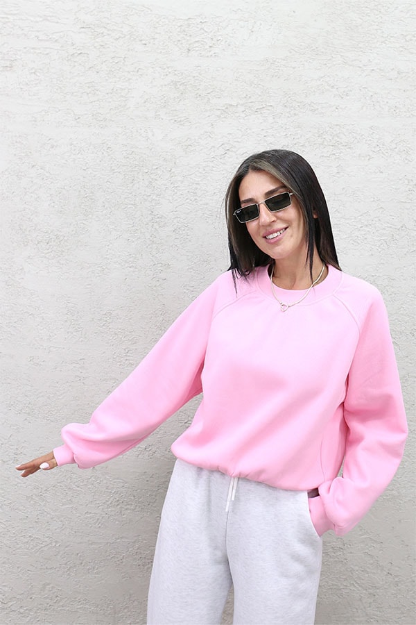 BASİC KISA SWEAT  - PEMBE