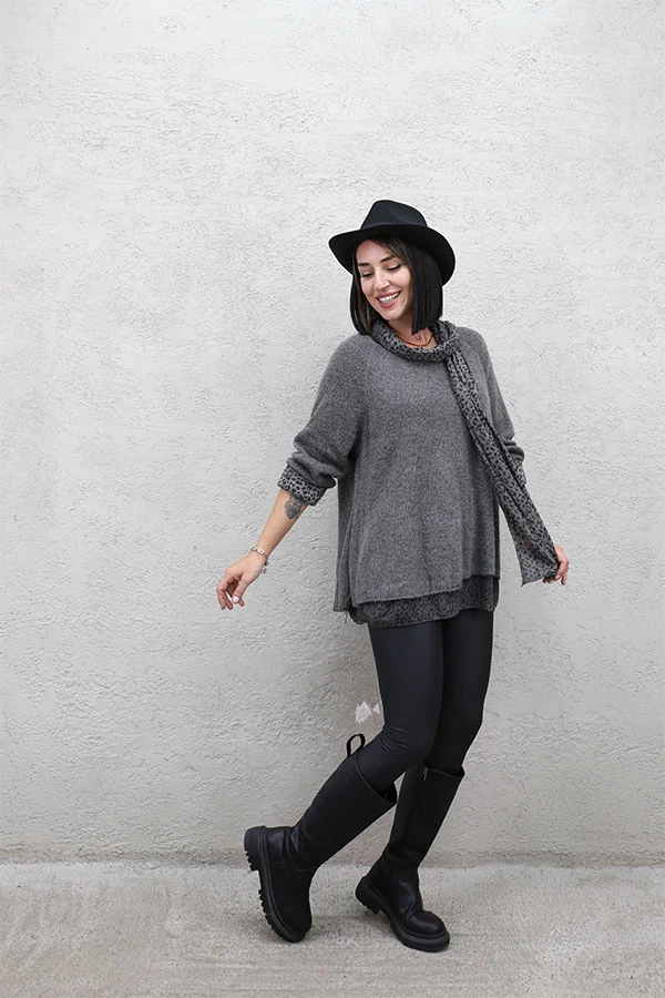 LEOPAR ASTARLI FLARLI TRİKO BLUZ