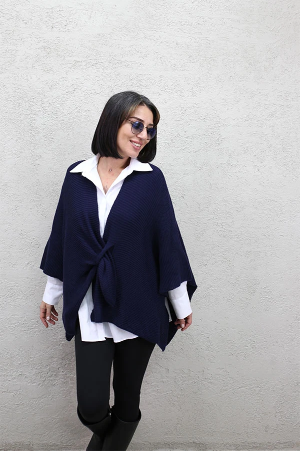 ÖN GEÇMELİ PANÇO - LACİVERT