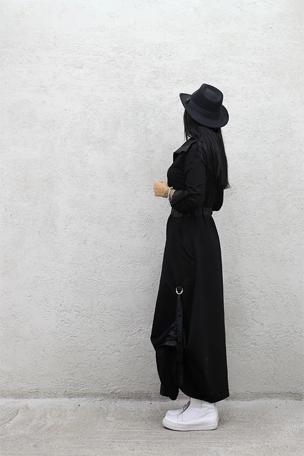 YAN BÜZGÜLÜ ÇİFT FERMUAR ELBİSE