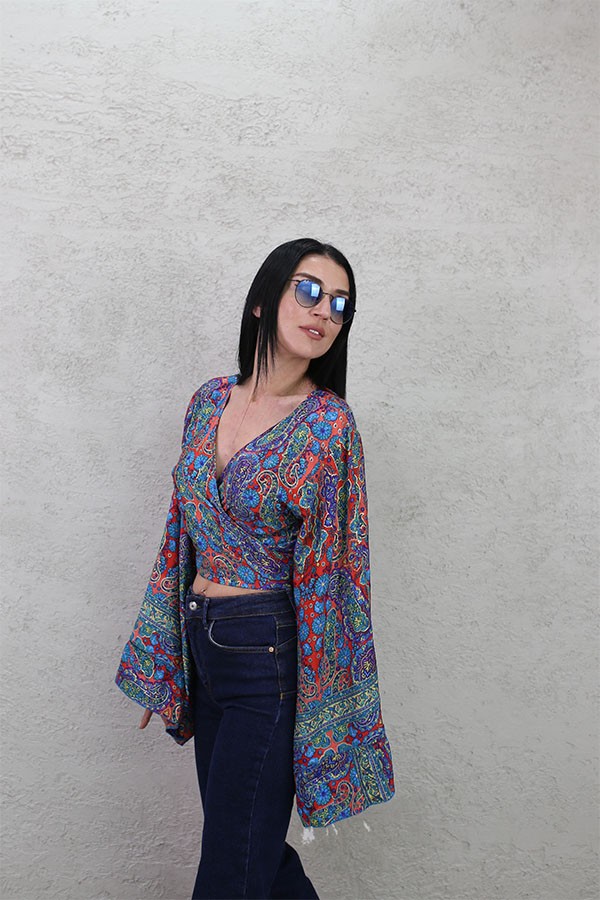 DESENLİ BOLERO LACİVERT