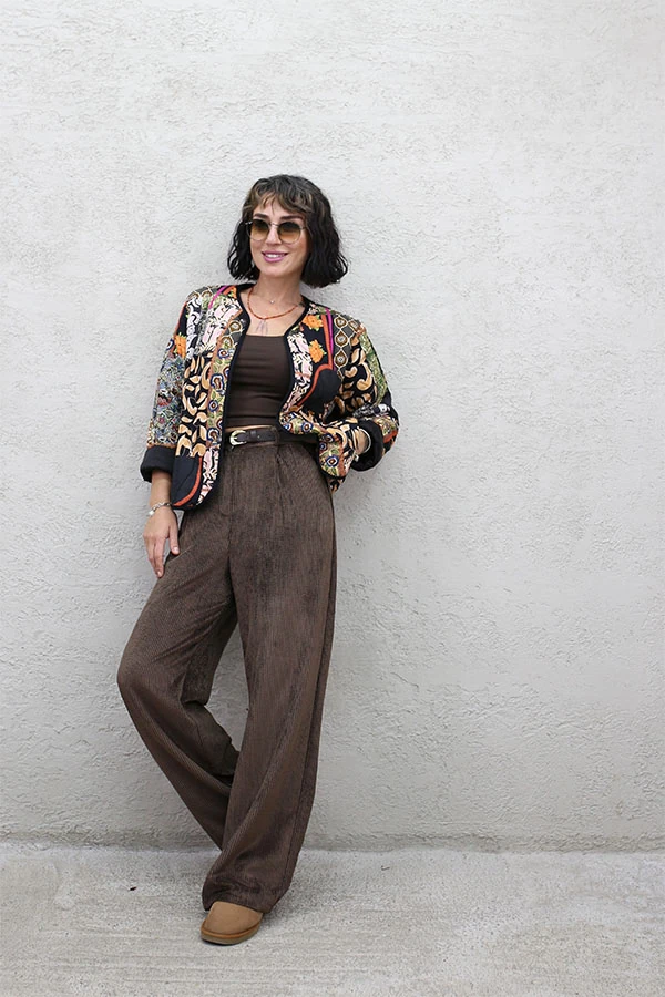 BOL PAÇA KADİFE PANTOLON - KAHVE