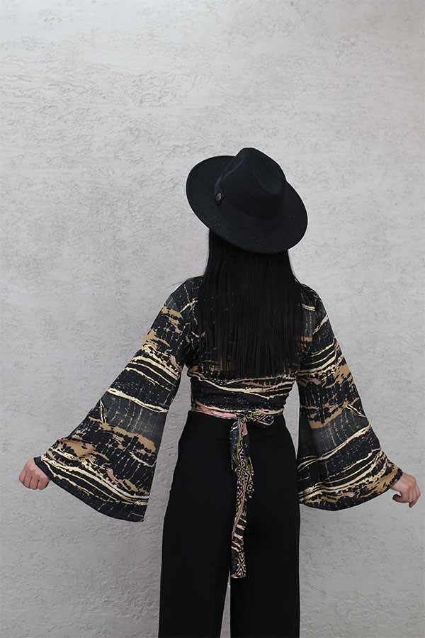ALTIN VARAKLI BOLERO BLUZ SİYAH