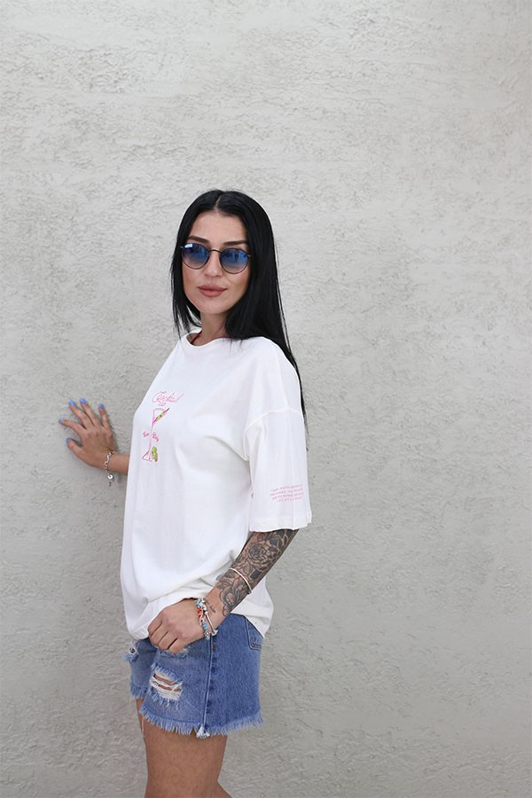 COCKTAİLS CLUP NAKIŞLI T-SHİRT