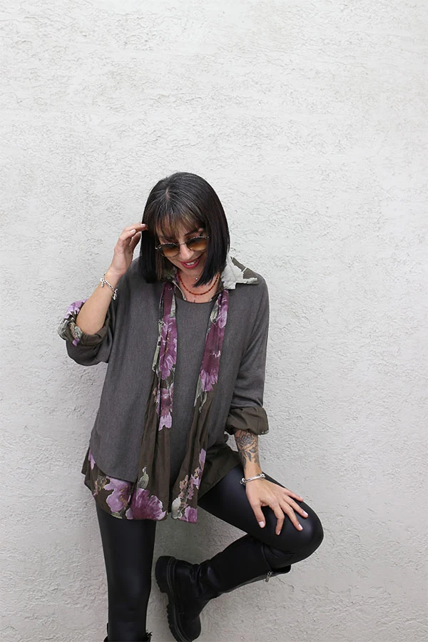 GÖMLEĞİ ÇİÇEK DESENLİ 3 LÜ BLUZ - KAHVE