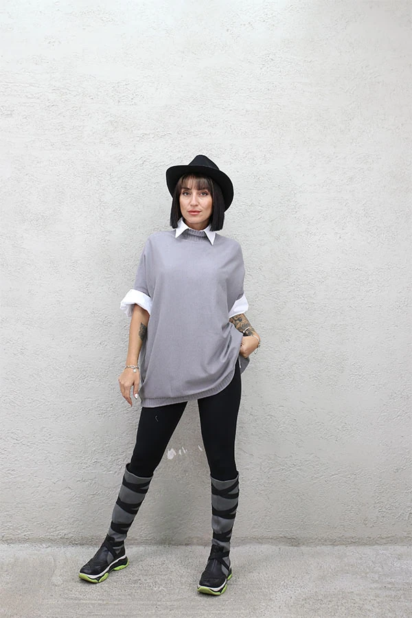 YARIM BALIK KISA KOL TRİKO GRİ