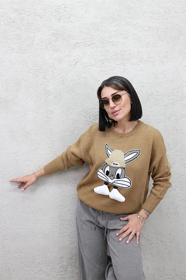 TAVŞAN APLİKELİ TRİKO